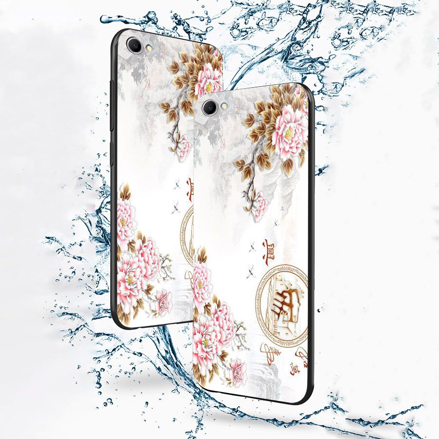Ốp điện thoại kính cường lực cho máy Oppo A83/A1 - mẫu đơn MS MAUDON033