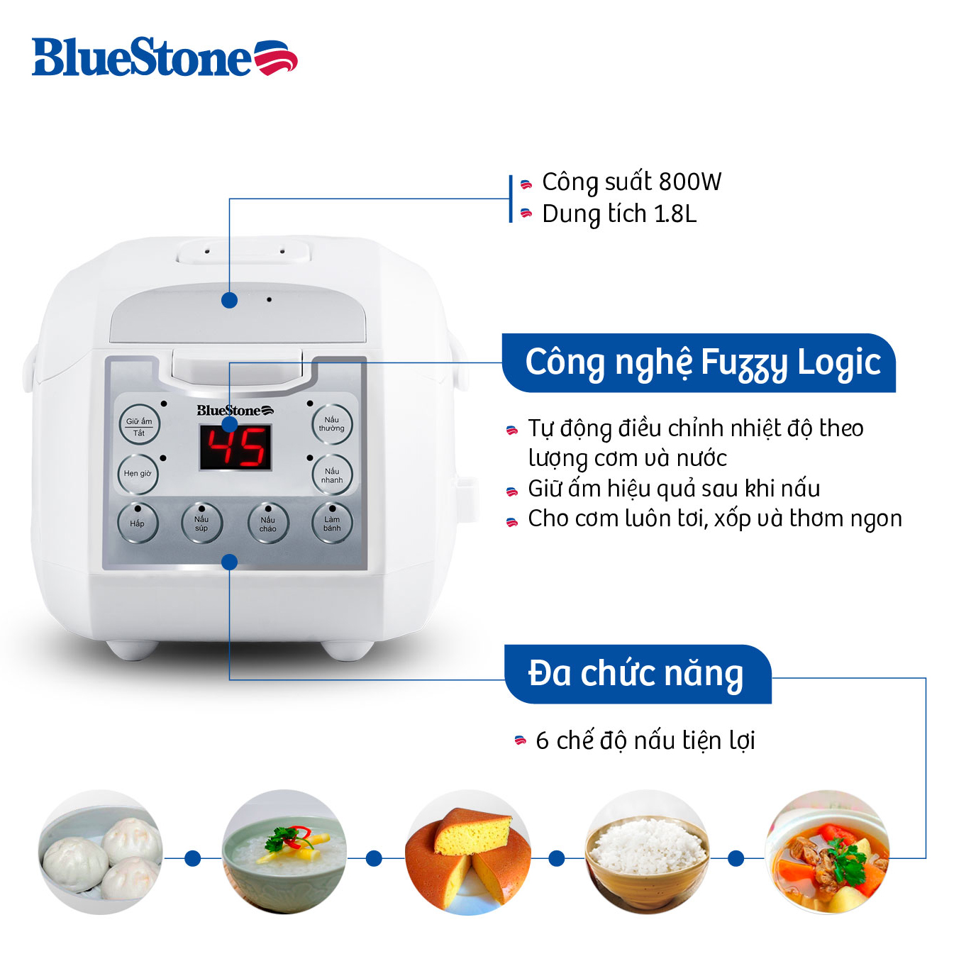 Nồi Cơm Điện Tử Bluestone RCB-5923 (1.8L)