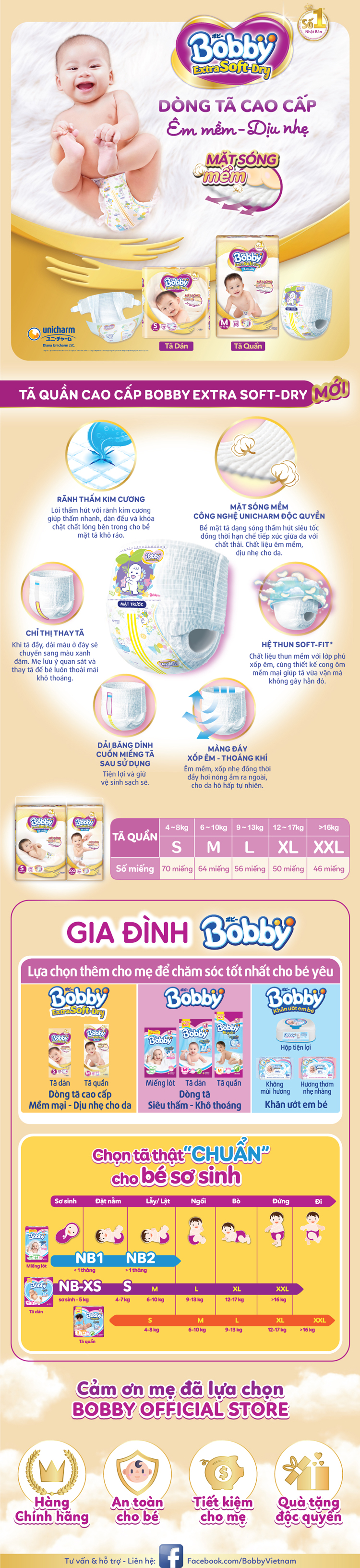 Tã Quần Siêu Mềm Bobby Extra Soft Dry Gói Siêu Lớn L-56 Miếng (9-13kg) - Có Tem Tích Điểm Tã Quần Siêu Mềm Bobby Extra Soft Dry Gói Siêu Lớn L-56 Miếng (9-13kg) - Có Tem Tích Điểm