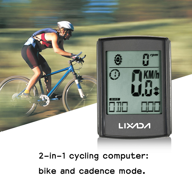 Lixada Multifunctional 2-in-1 Wireless LCD Bicycle Cycling Computer Speed Cadence Water-resistant