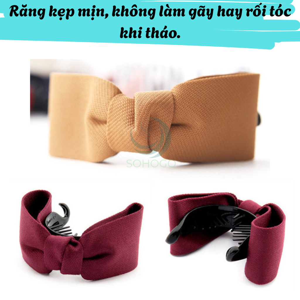 Bộ 2 kẹp tóc càng cua mẫu nơ phong cách Hàn Quốc, mẫu mới, giao màu ngẫu nhiên+ Tặng kèm hình dán ngộ nghĩnh