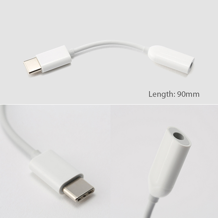 Xiaomi Type-C To 3.5mm Audio Earphone Jack AUAdapter Connector Converter for Samsung Huawei Lenovo OnePlus Android - White