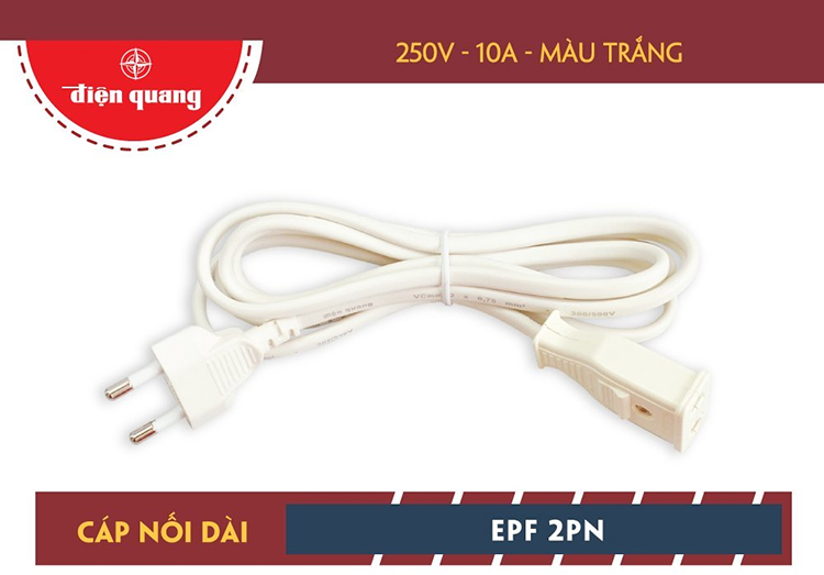 Cáp Nối Dài Điện Quang ĐQ EPF 5W.2PN (Màu Trắng)