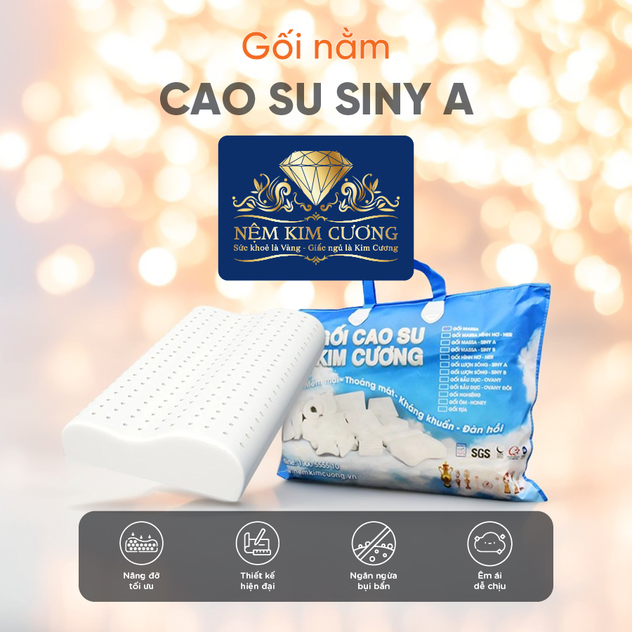 Gối Cao Su Kim Cương Siny A KCGD4464 (44 x 64 cm) - Trắng