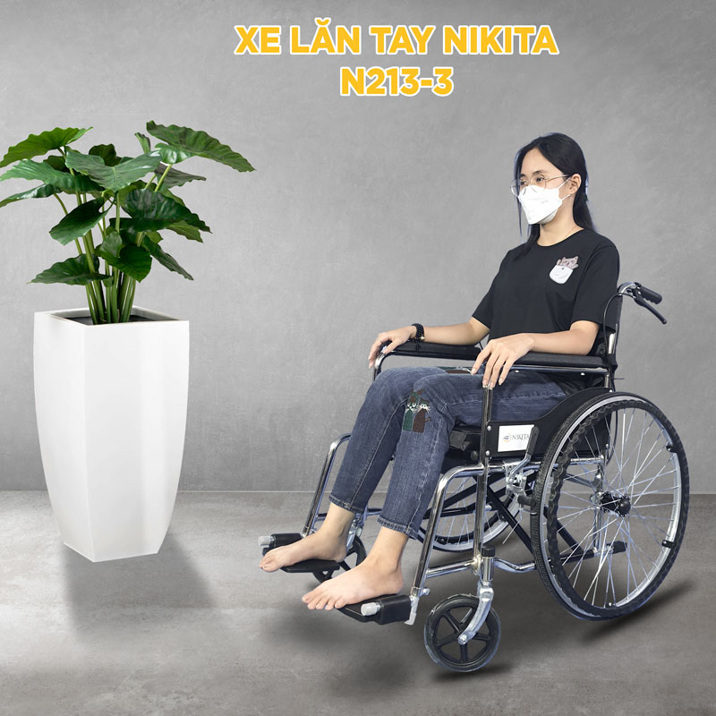 xe lăn tay có nệm, bô vệ sinh cho người già, người bệnh, người đi lại khó khăn - nikita n213-3 1