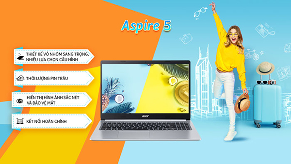 Laptop Acer Aspire 5 A515-54-51J3 NX.HN5SV.003 Core i5-10210U/ Win10 (15.6 FHD) - Hàng Chính Hãng