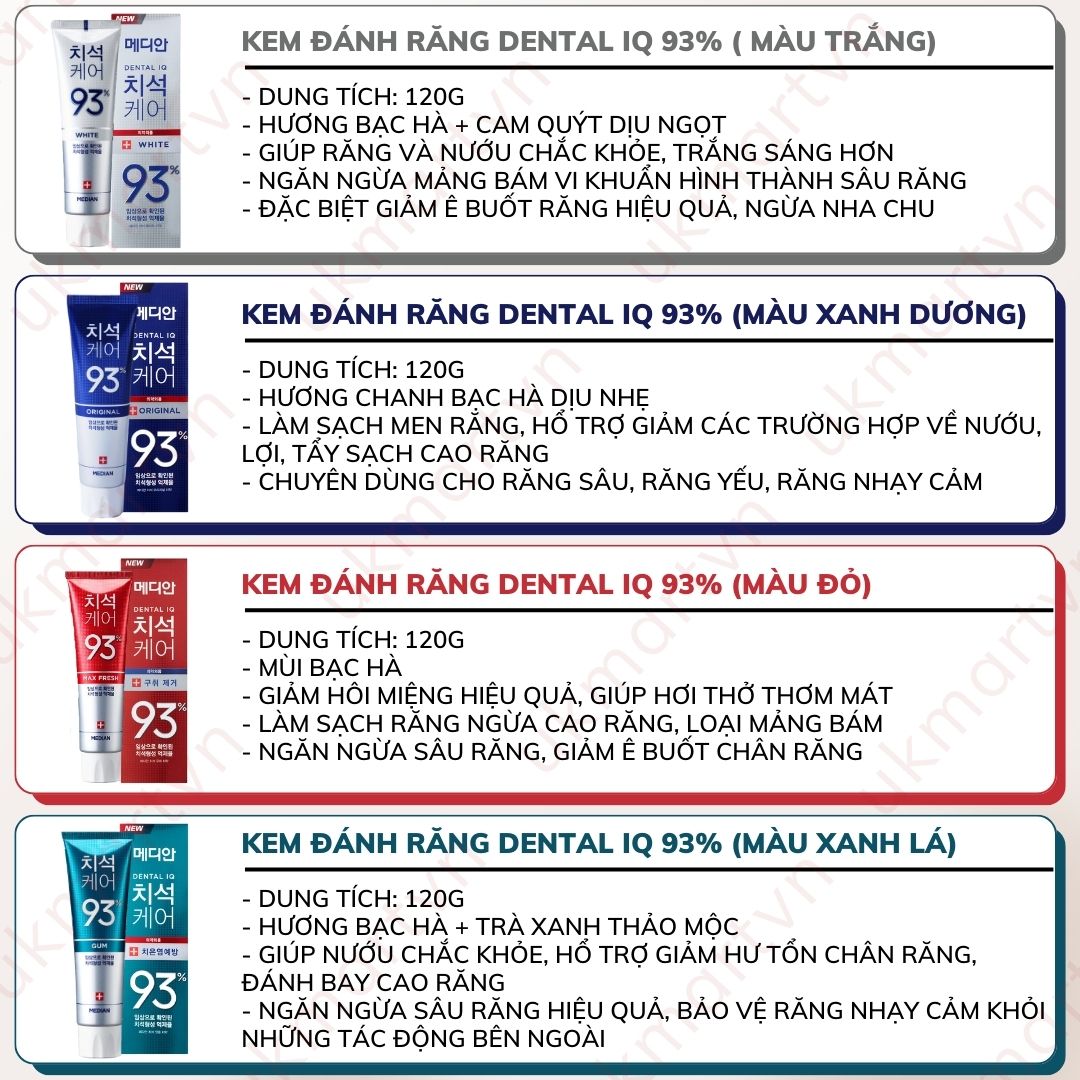 Kem Đánh Răng Hàn Quốc Trắng Răng MEDIAN DENTAL IQ 93% 120g