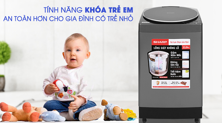 Máy giặt Sharp 11 kg ES-W110HV-S - Chỉ giao HCM