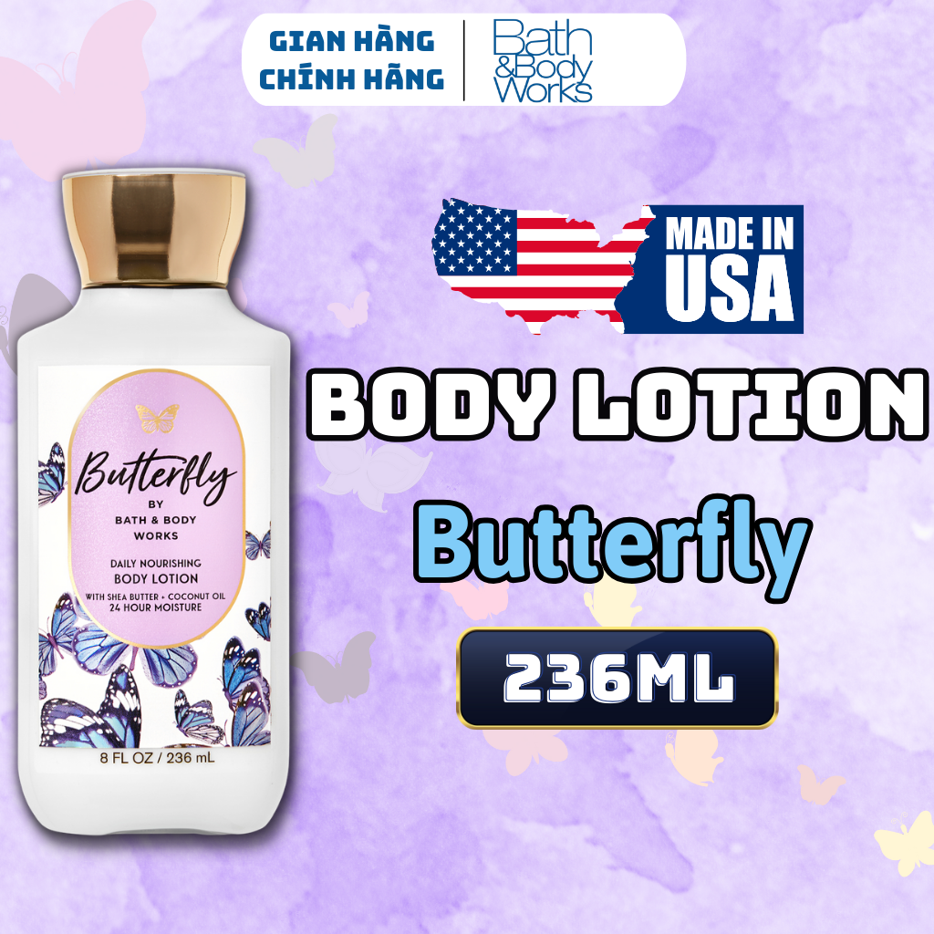 Body Mist Bath And Body Works Nam Nữ Chính Hãng Butterfly, Xịt Thơm Body Toàn Thân Hương Nước Hoa 236ml