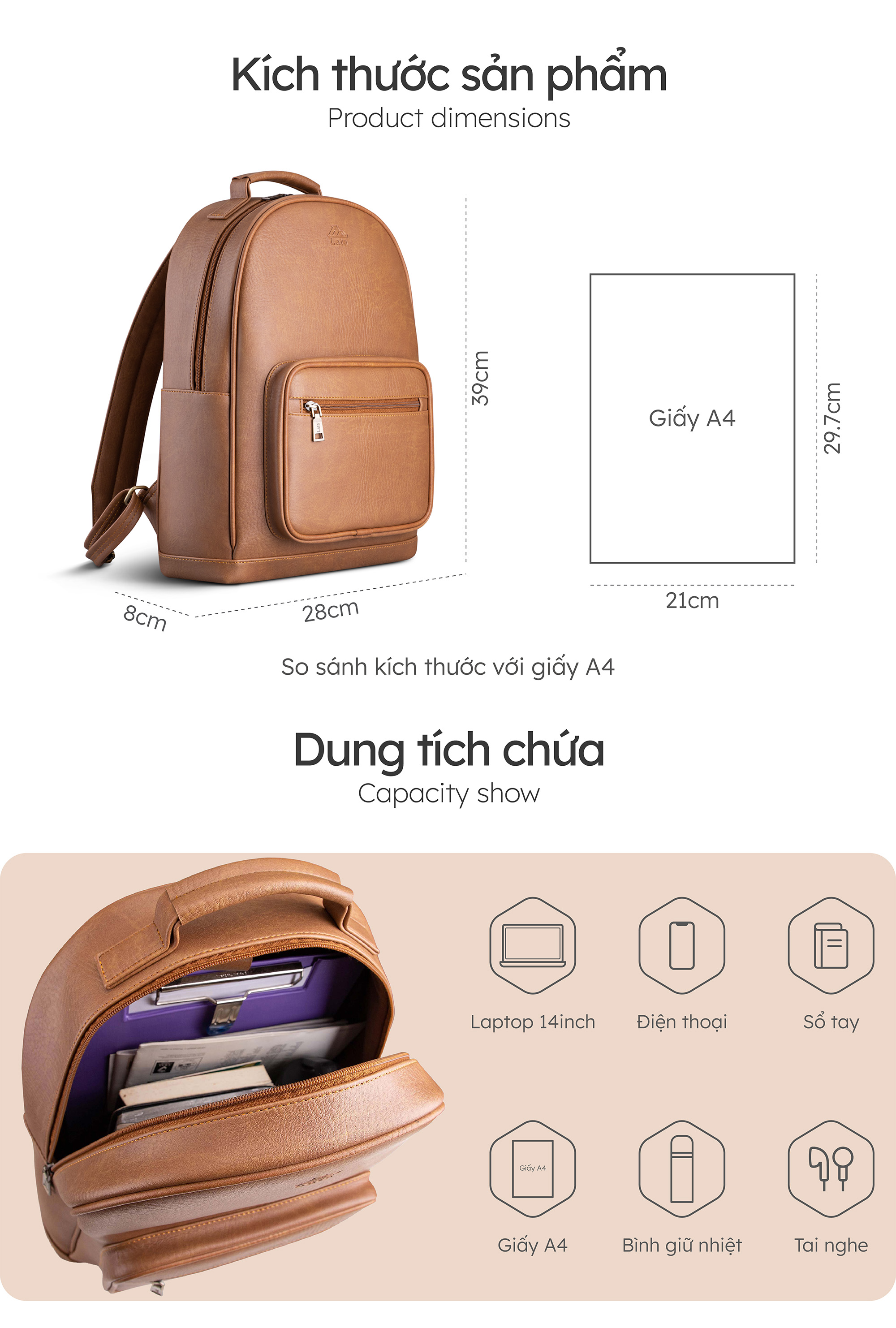Balo Lata ( Thời trang nam công sở cỡ lớn - Balo da BAL68 )