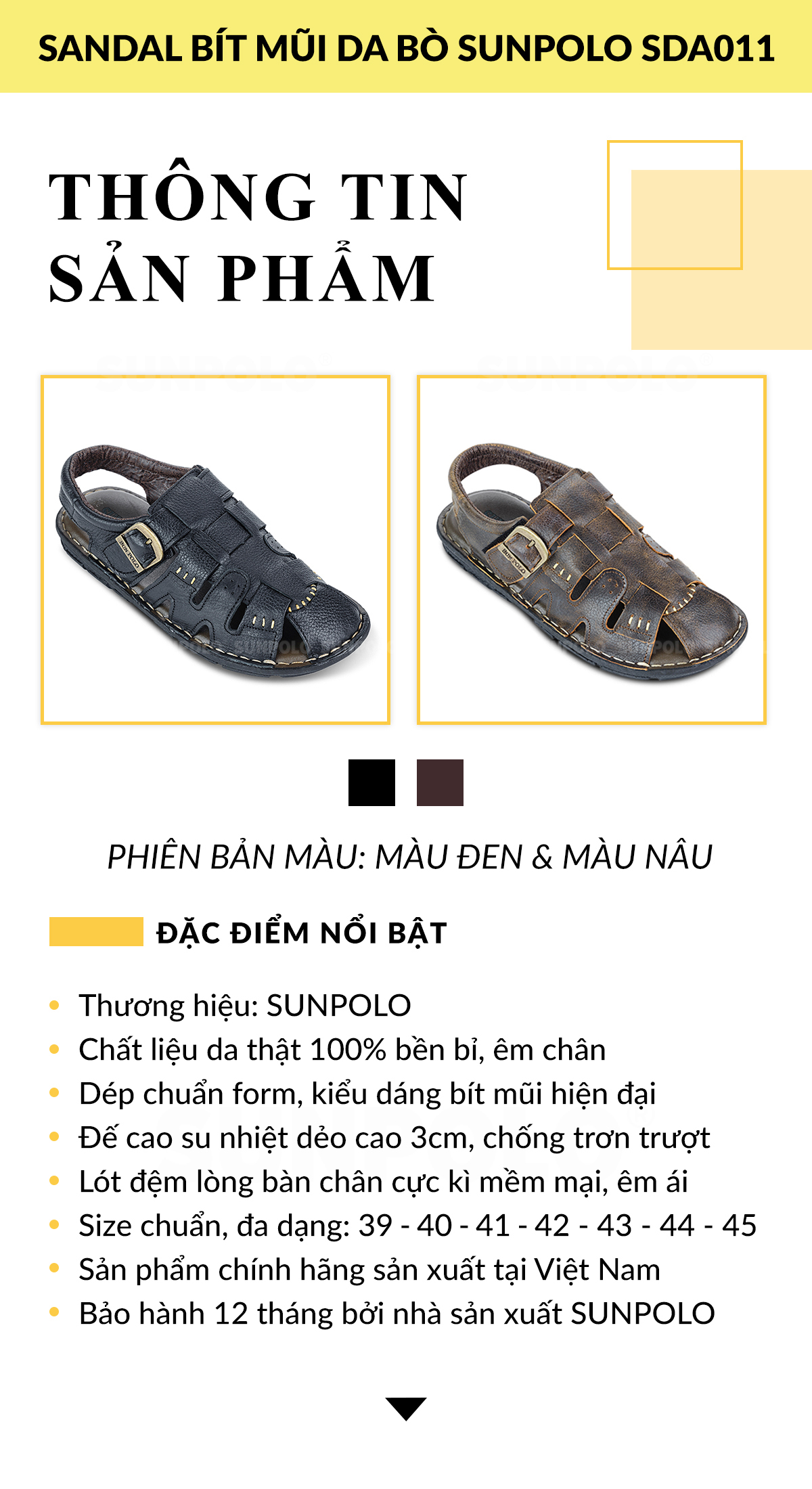 Giày Sandal Nam SUNPOLO SDA011 Cao Cấp - Thông Tin Thương Hiệu