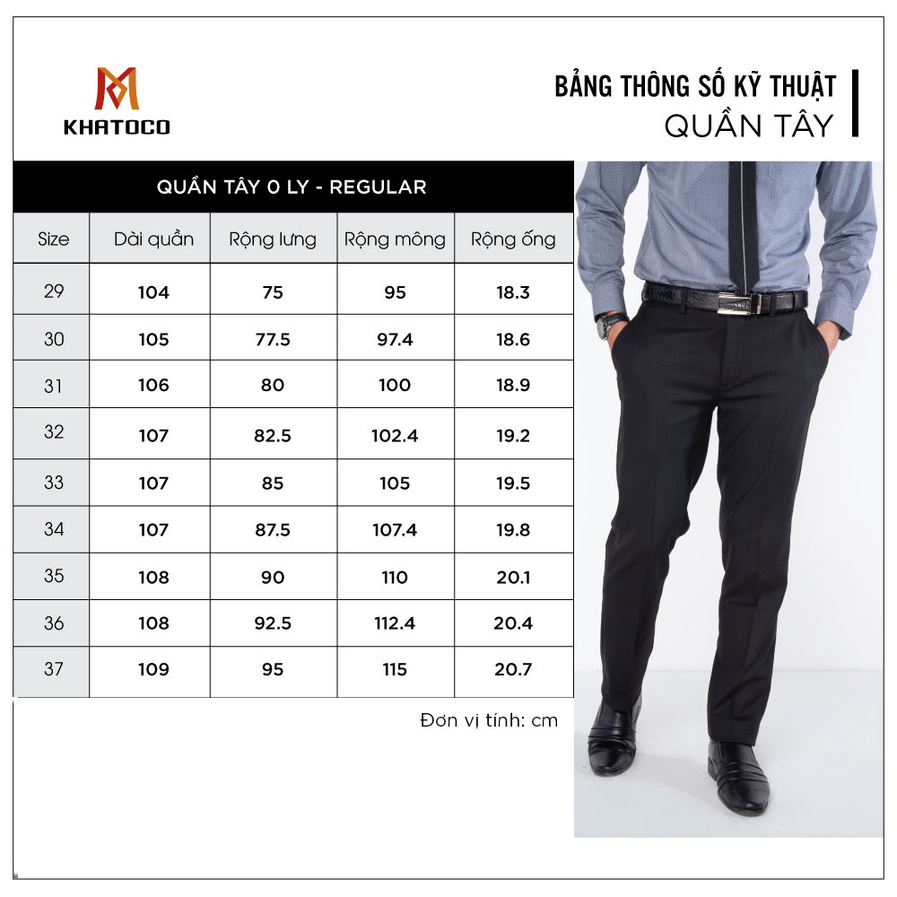 Quần tây nam không ly Khatoco Q1M478R0-INDE311-2503-0-ĐEN