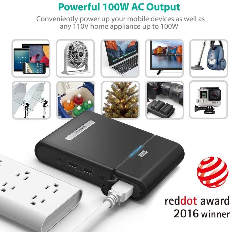 Pin Sạc Dự Phòng Cho Laptop RAVPower 27000mAh RP-PB055 Tích hợp USB Type C - Hàng Chính Hãng