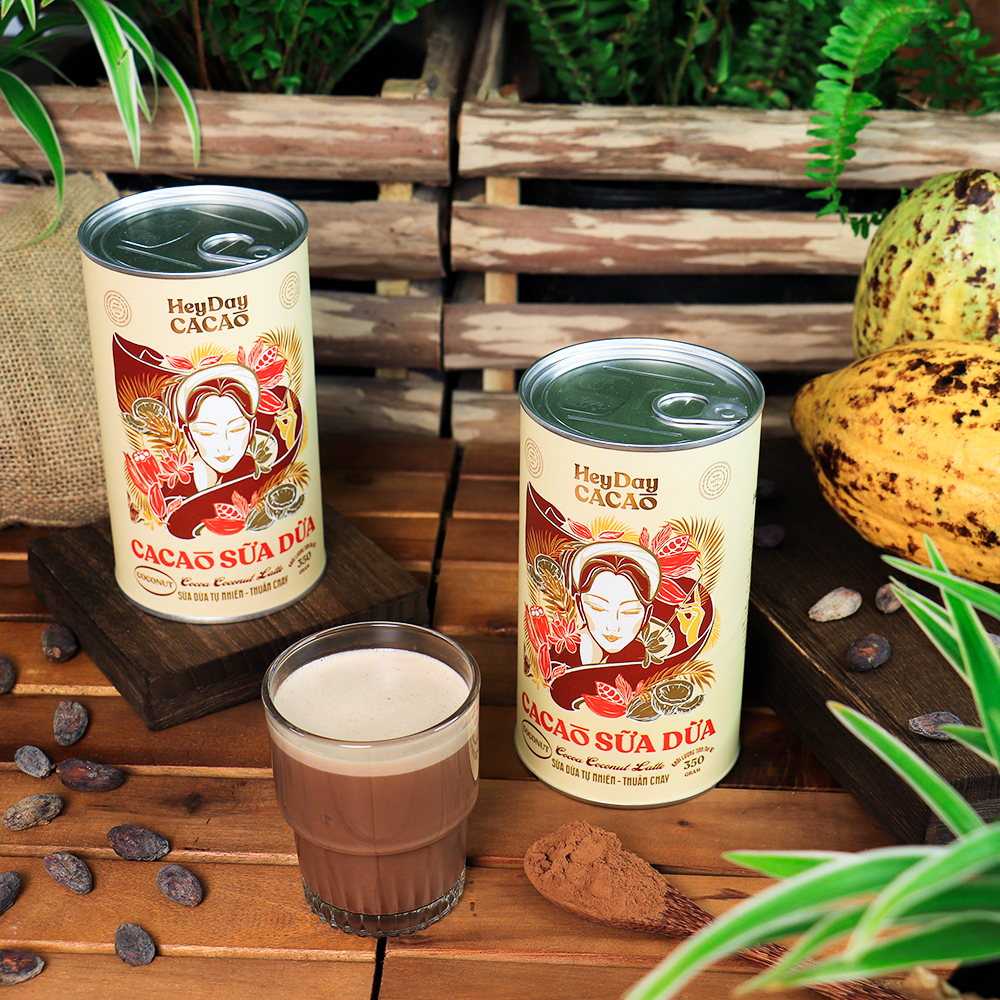 Bột cacao sữa dừa tự nhiên, thuần chay – Lon 350g – Bộ sưu tập sản phẩm cacao 