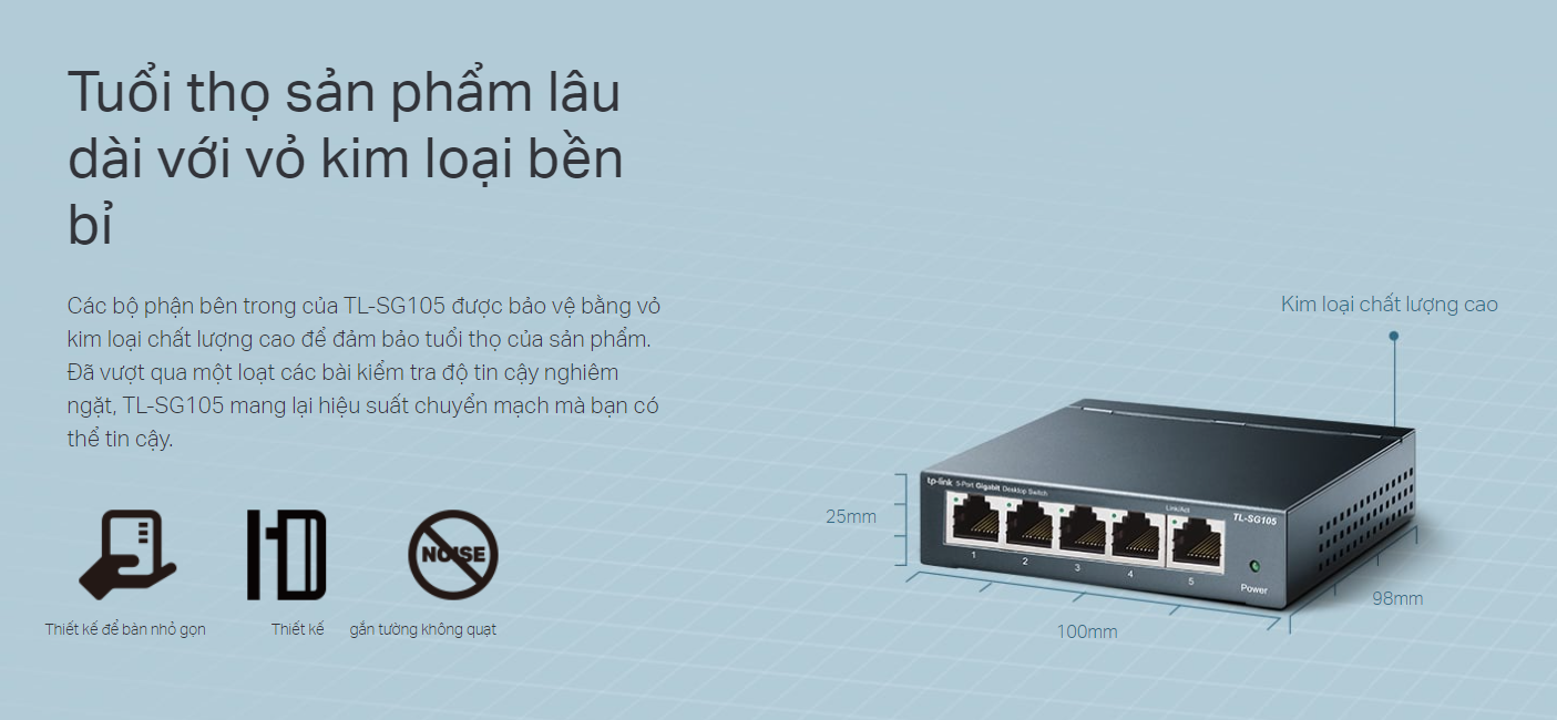 TP-Link TL-SG105 - Switch Để Bàn 5 Cổng Gigabit - Hàng Chính Hãng