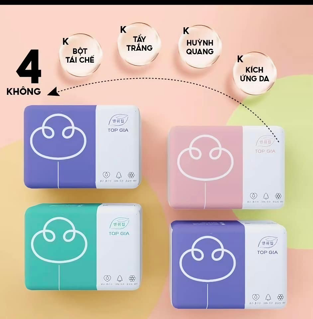 Khăn giấy topgia 4 lớp cao cấp dạng rút tiết kiệm, tiện lợi, siêu mềm mịn an toàn cho mọi loại da 16gói