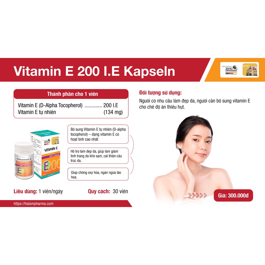 Vitamin E 200IE Kapseln - Đẹp da, ngăn ngừa lão hóa, chống oxy hóa , da mịn màng đều màu 1