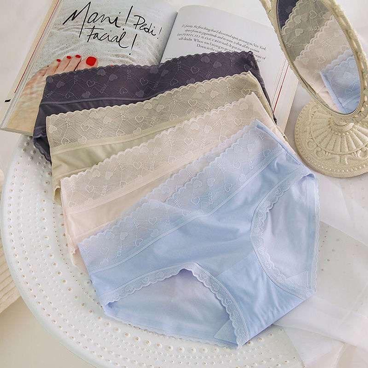 Set 5 Chiếc Quần Lót Su Nữ Nâng Mông Kháng Khuẩn - Quần Lót Nữ Viền Ren Không Đường Viền - Quần Lót Nữ Cao Cấp