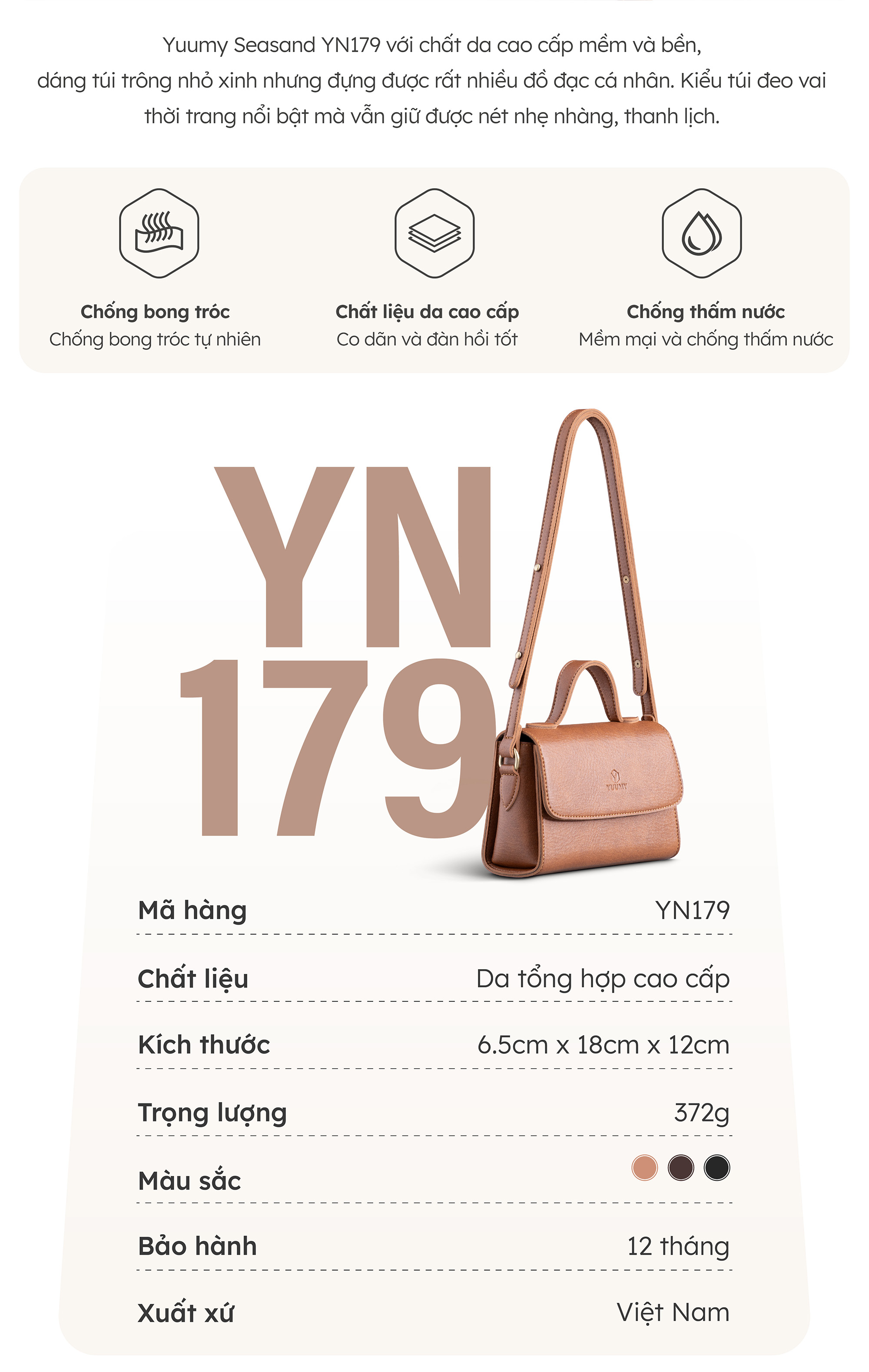 Túi Yuumy ( Thời trang nữ mini - Túi đeo chéo da Bergen YN179 )