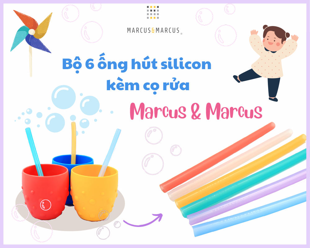 Bộ 6 ống hút silicon kèm cọ rửa Marcus & Marcus
