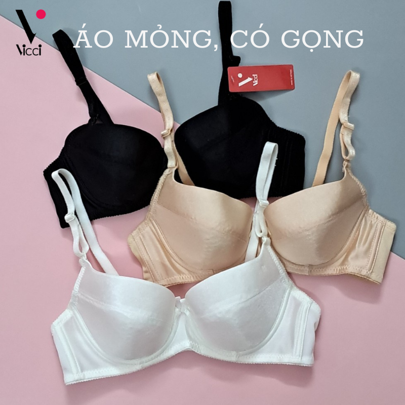 Áo lót nữ nâng ngực trơn, mỏng, có gọng Vicci AV.06 (phiên bản nâng cấp của AV.04) cúp chéo, dây vai có thể tháo rời, mềm mại, thoải mái tuyệt đối