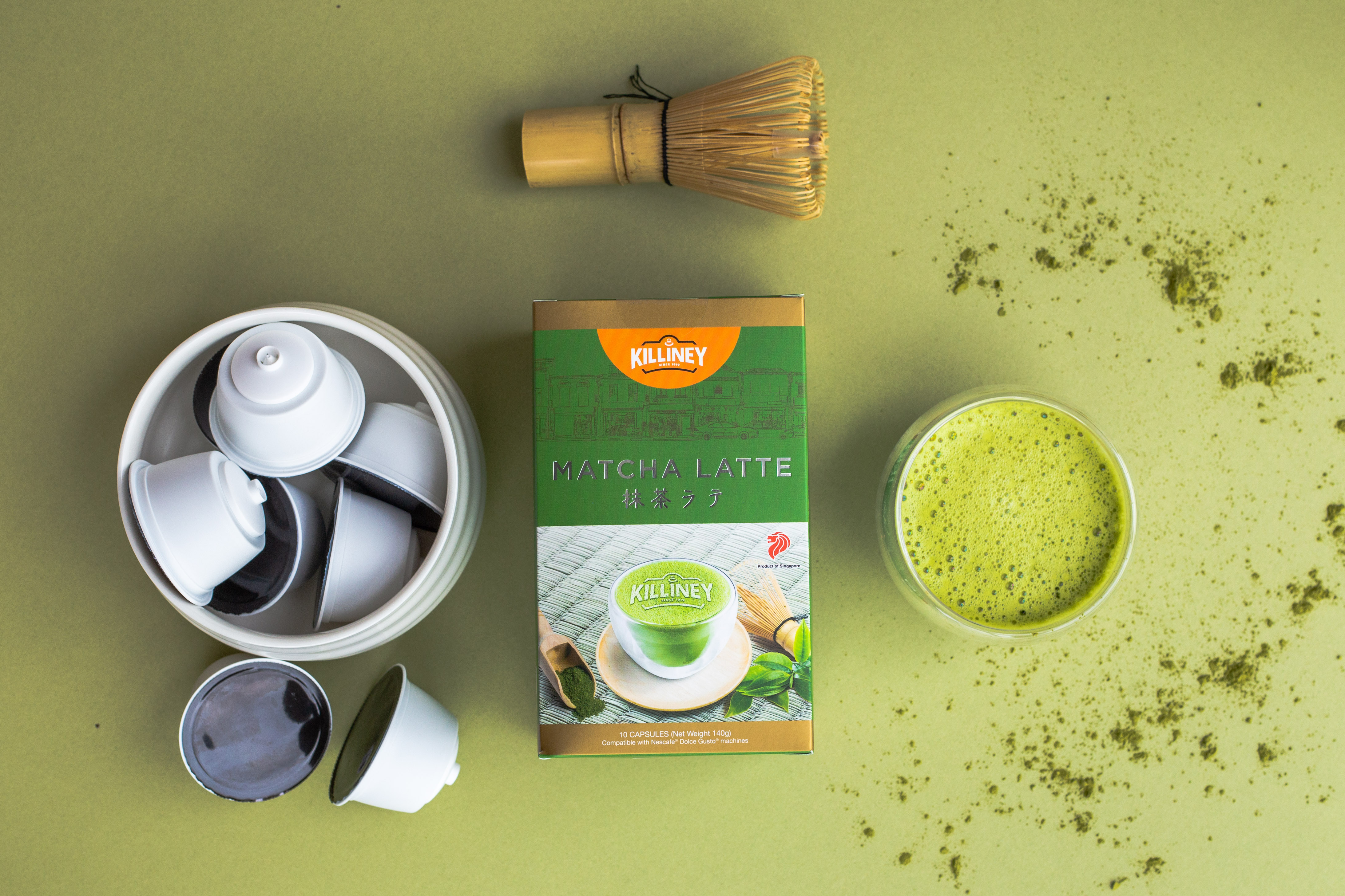 Hộp 10 Viên Nén Trà Sữa Matcha Thơm Ngon Killiney Matcha Latte  - Tương Thích Máy Pha Cà Phê Dolce Gusto (10 viên x 14g)