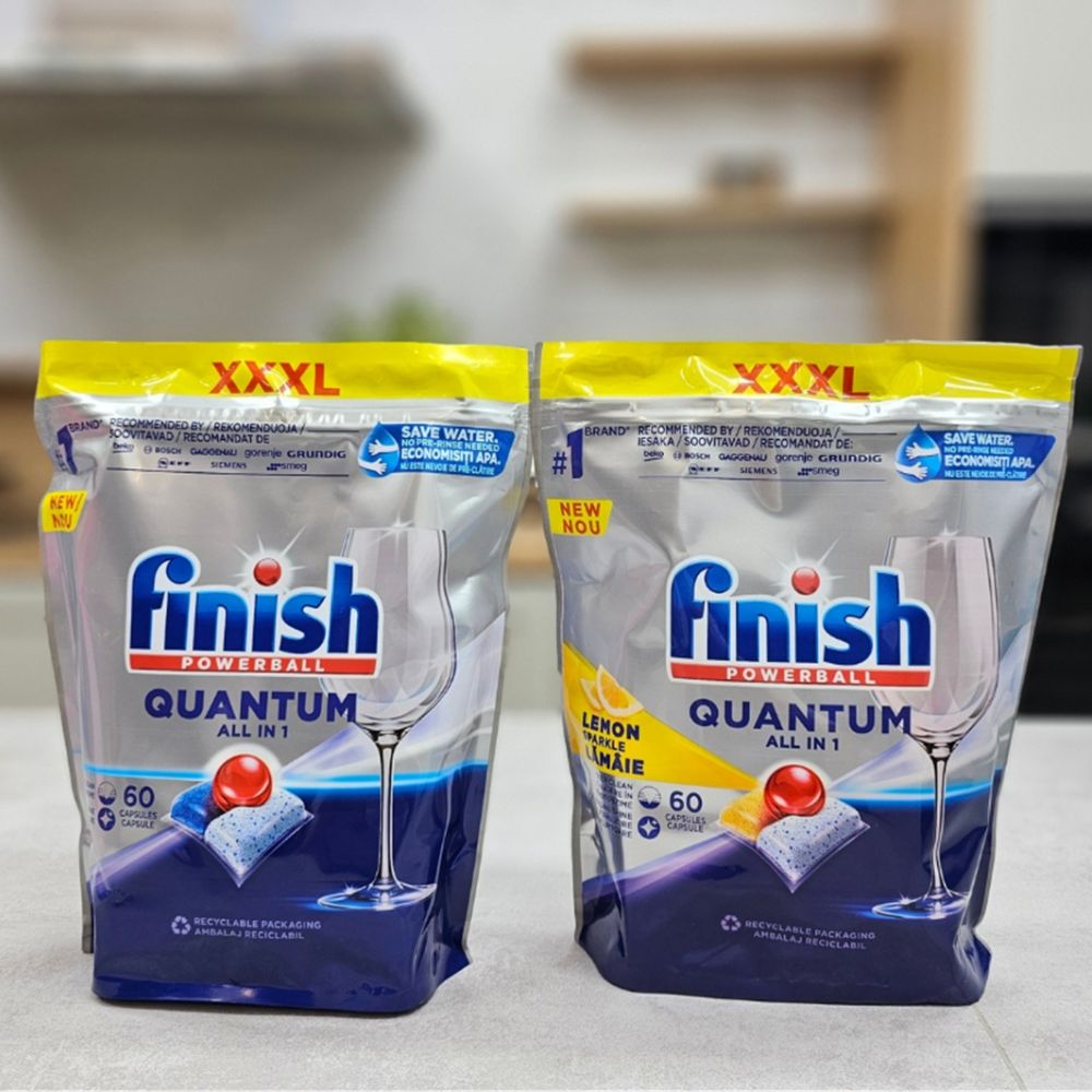 viên rửa bát Finish Quantum 60 viên Dishwasher Tablets Apple & Lime - hương chanh, táo