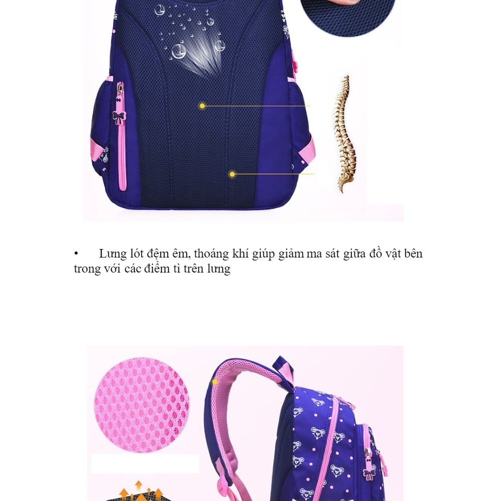 Ba lô siêu nhẹ chống thấm nước Sesame xinh yêu cho bạn gái