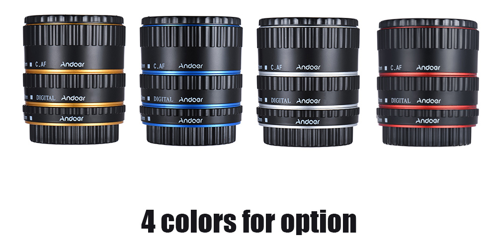 Andoer Colorful Metal TTL Auto Focus AF Macro Extension Tube Ring for Canon EOS EF EF-S 60D 7D 5D II 550D