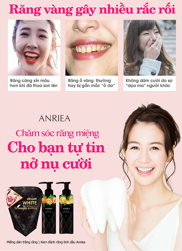 [Liệu Trình 7 Ngày + Kem Đánh Răng (Hương Cam) Tặng Bàn Chải Đánh Răng] Miếng Dán Trắng Răng Anriea Black Tooth Whitening - 30 Minutes Express
