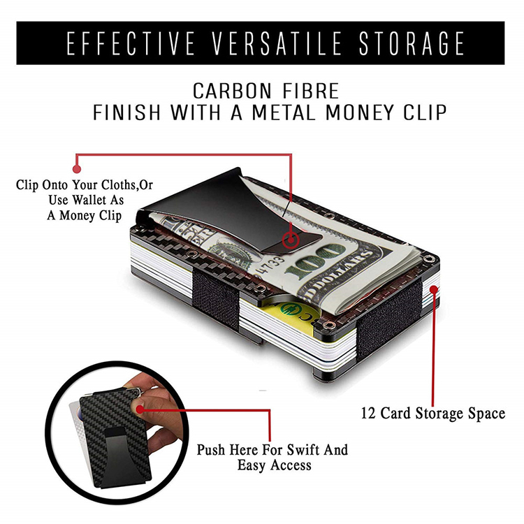 RFID Blocking Bank Credit Card Holder Case Metal Slim Travel Wallet Money Clip