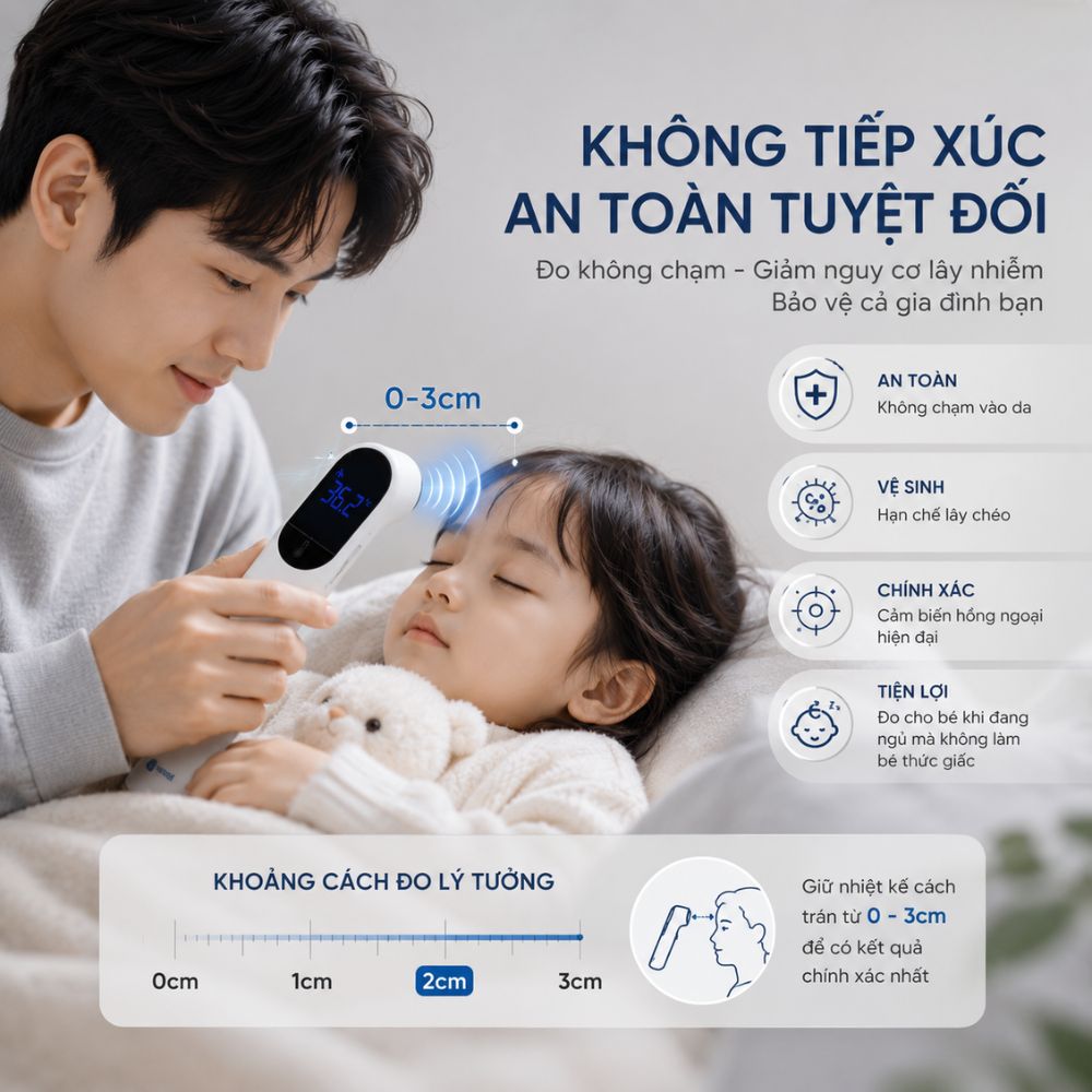 Máy Đo Nhiệt Kế Kachi JXB-315 Cảm Biến Hồng Ngoại có chứng nhận FDA Mỹ