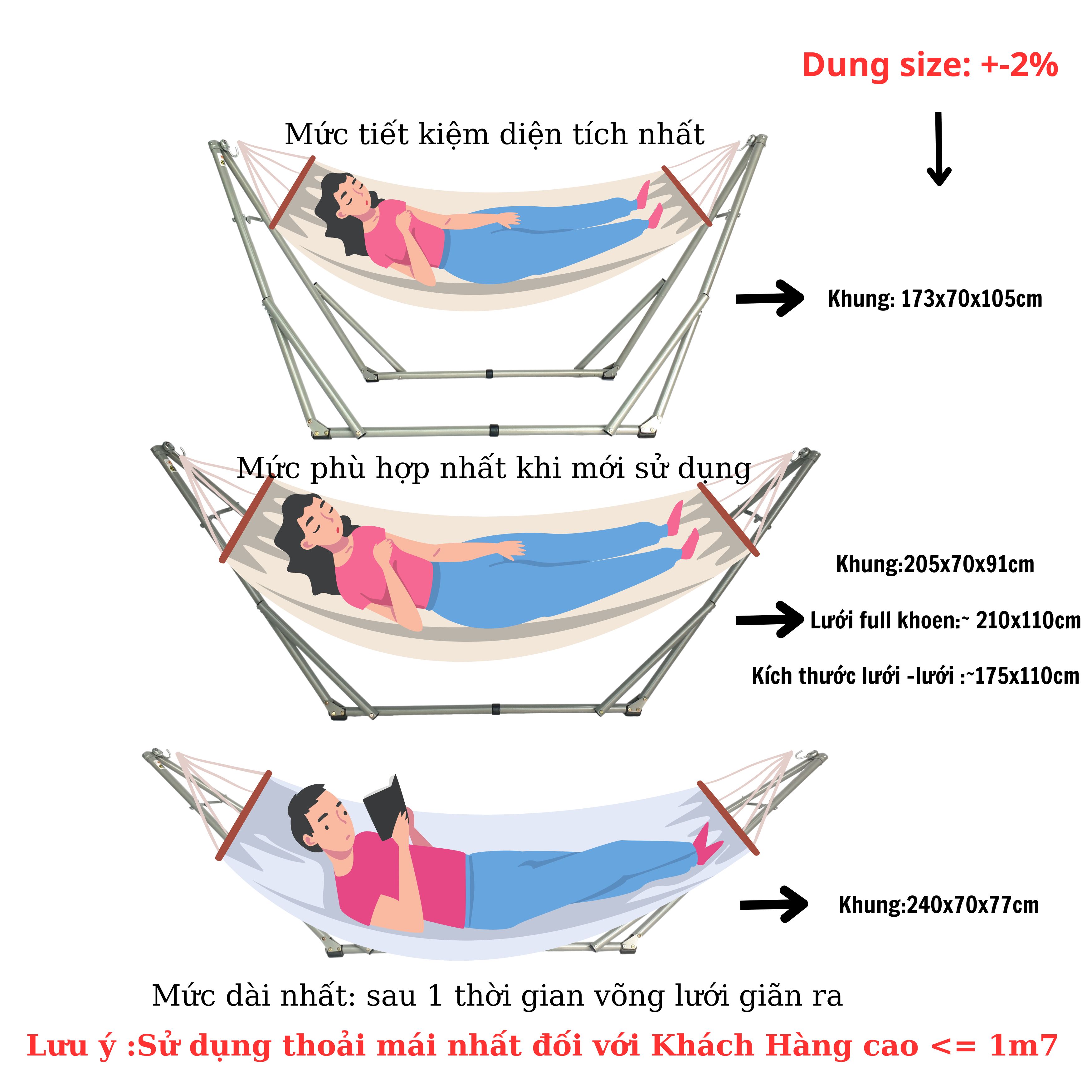 Bộ võng xếp BAN MAI: sơn tĩnh điện và lưới thép số 9 (Giao màu ngẫu nhiên)