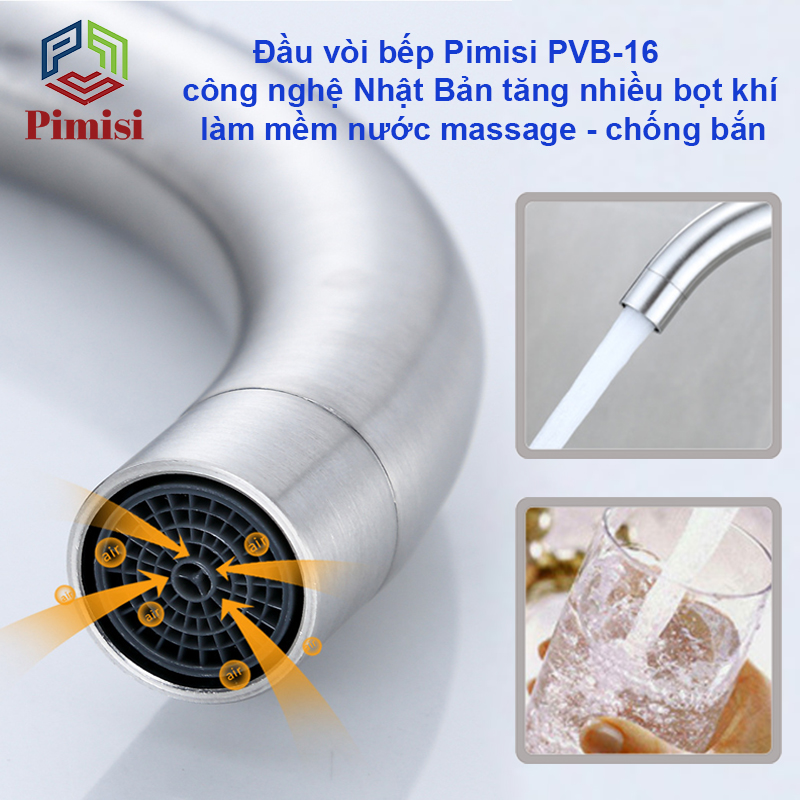 Đầu vòi rửa lạnh Pimisi PVB-16 làm mềm nước massage - chống bắn