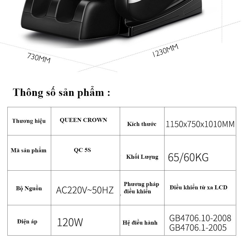 GHẾ MASSAGE TOÀN THÂN CÔNG NGHỆ NHẬT BẢN QUEEN CROWN QC-5S 16