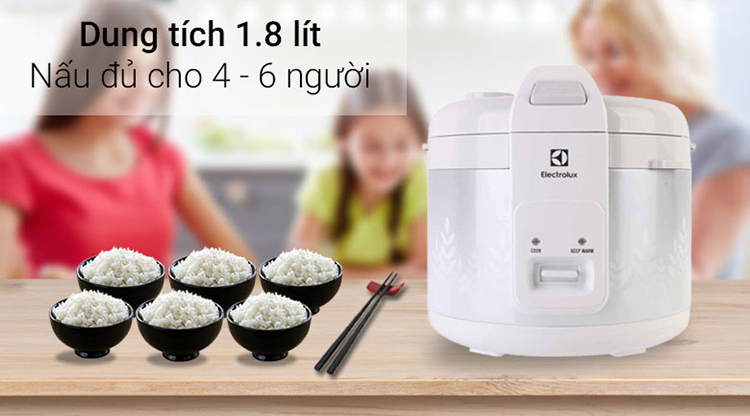 Nồi Cơm Điện Electrolux ERC3305 - 1.8L (Trắng Xám) - Hàng chính hãng