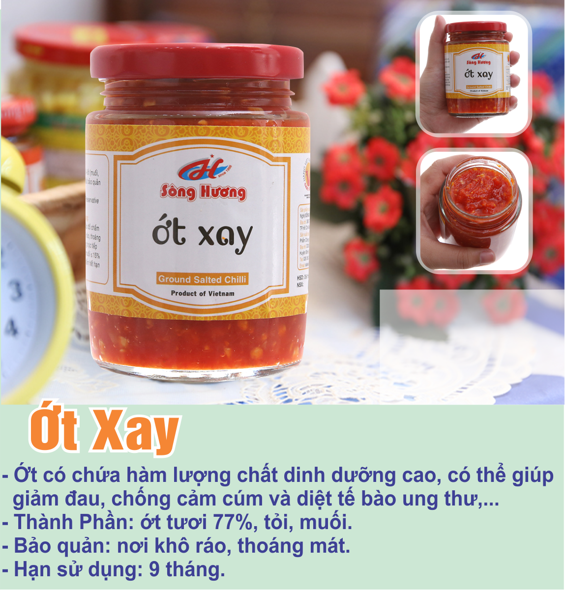 combo 1 hũ cà pháo ngâm chua ngọt 370g + 1 hũ ớt tươi xay 390g sông hương foods 2