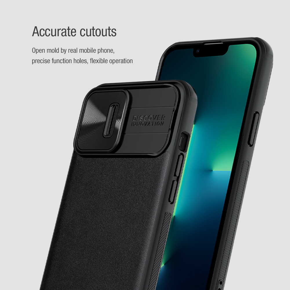 Ốp Nillkin bảo vệ Camera cho iPhone 13 / 13 Pro / 13 Pro Max Nillkin CamShield Leather Case nắp đậy bảo vệ Camera - Hàng Nhập Khẩu