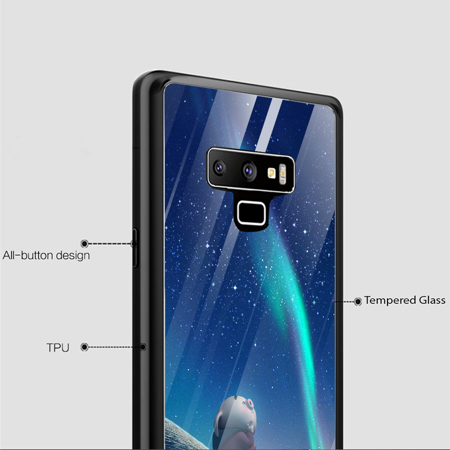 Ốp kính cường lực dành cho điện thoại Samsung Galaxy Note 9 - heo hồng - hh180