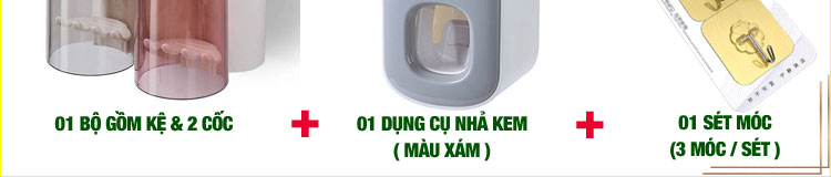 Bộ dụng cụ nhả kem đánh răng tự động 2/3/4 cốc và giá treo bàn chải đa năng HT SYS-ECOCO-chất liệu ABS cao cấp