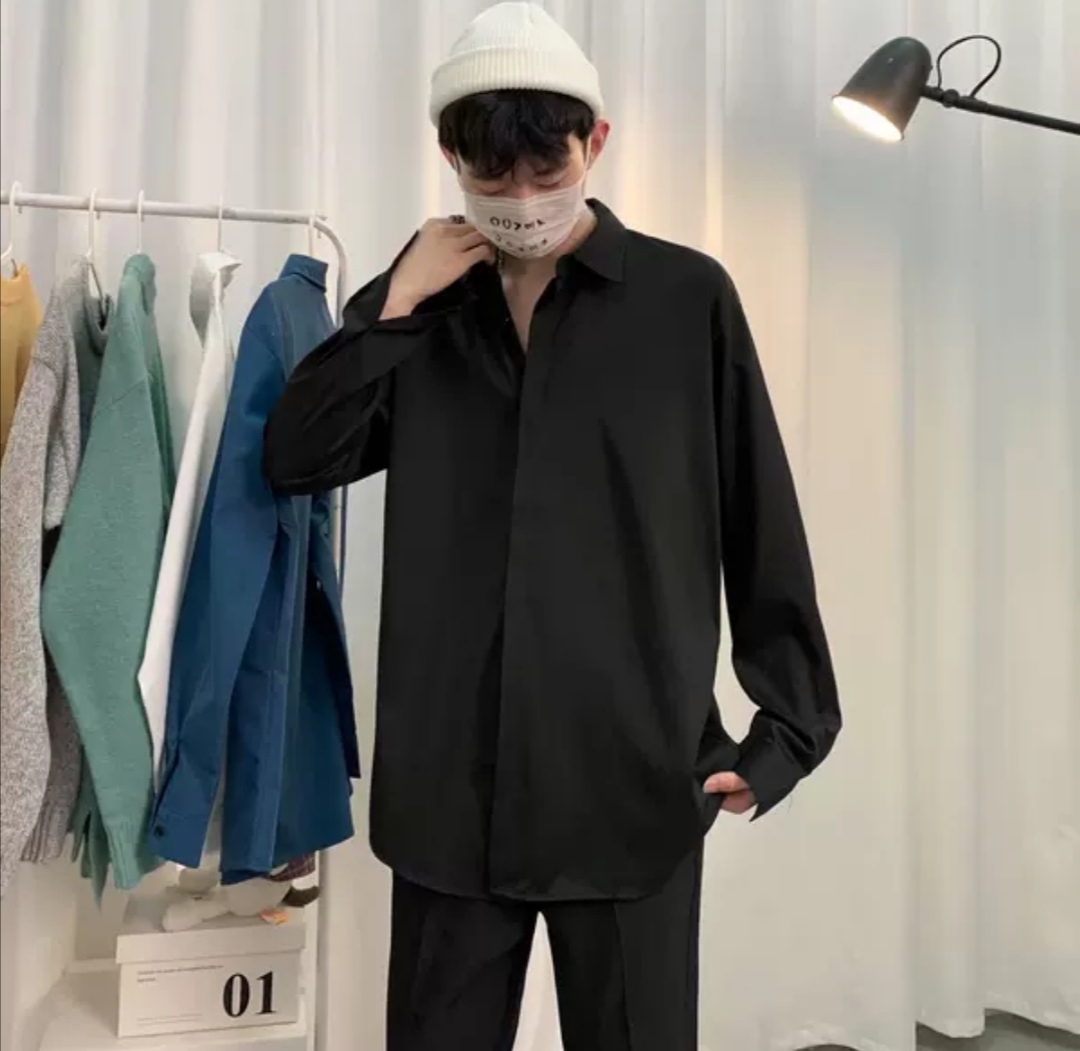 Áo Sơ Mi Form Rộng GIẤU NÚT Tay Dài Hàn Quốc Áo Unisex Nam Nữ Vải Lụa Mềm Mịn Thoáng Mát Ít Nhăn - SMD02