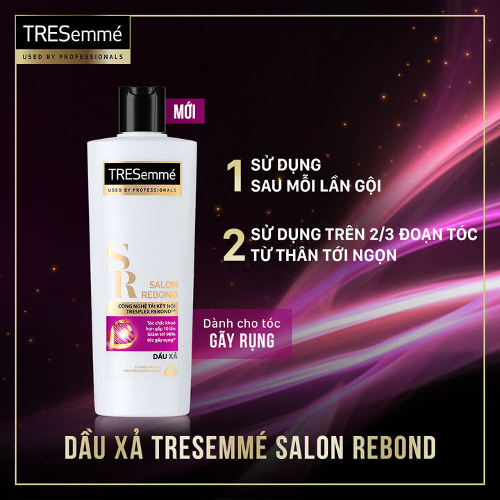 Combo gội xả TRESemmé Salon Rebond Công Nghệ Tái Kết Nối Ngăn Ngừa Gãy Rụng 340Gr x 2