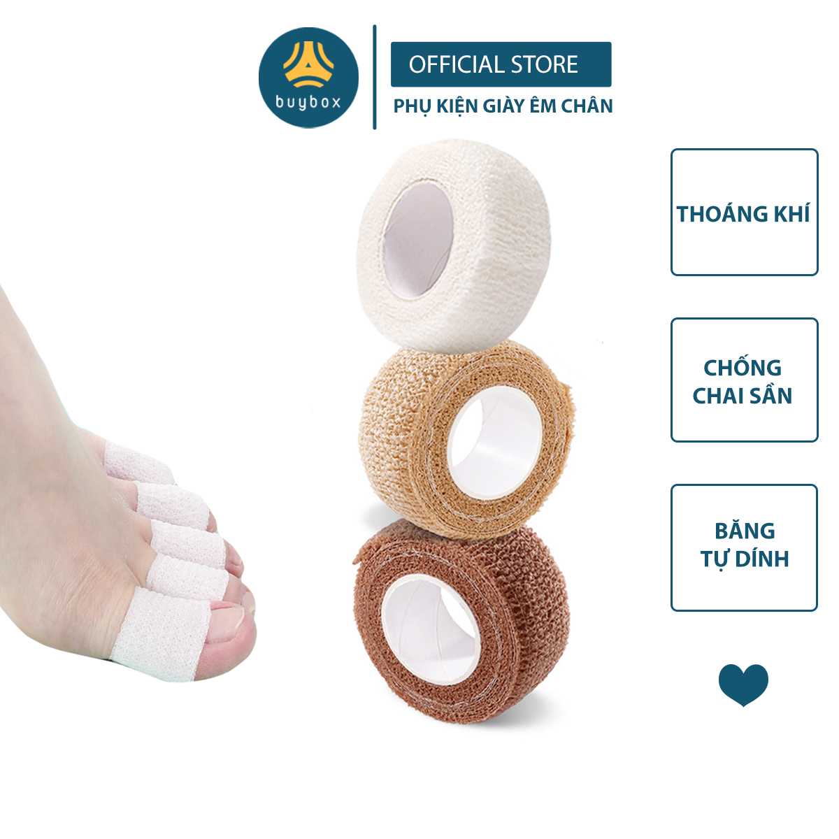 Băng vải quấn bảo vệ ngón chân giảm ma sát, chống chai sần khi mang giày - Buybox - BBPK247