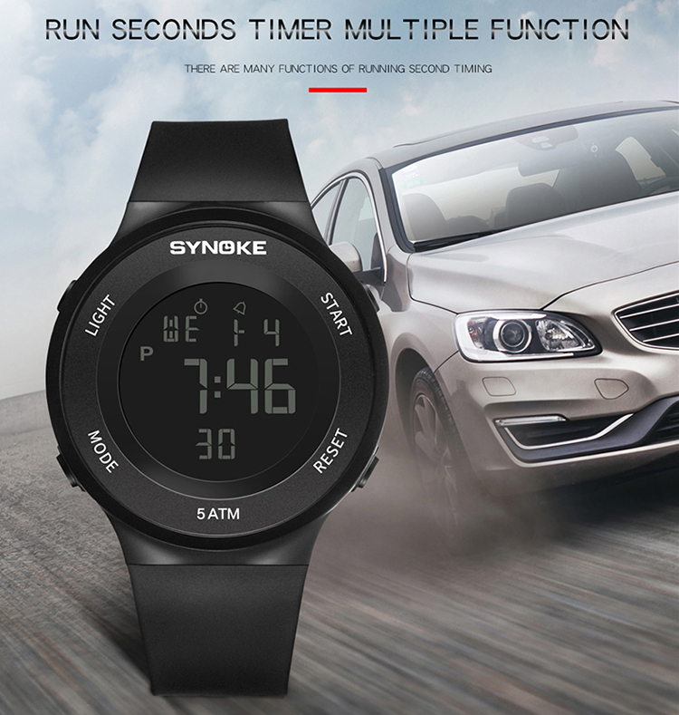 SYNOKE 9199 Sport Watch LED Digital Watch Alarm Luminous Second Timing Waterproof Sport Band