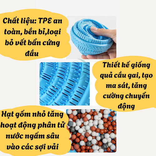 Bộ 2 Bóng Giặt Cầu Gai 11Cm Hỗ Trợ Giặt Đồ Siêu Sạch Chống Nhăn Quần Áo Bóng giặt quần áo, Banh giặt quần áo chống nhăn cỡ lớn 11cm khử khuẩn mùi ẩm mốc