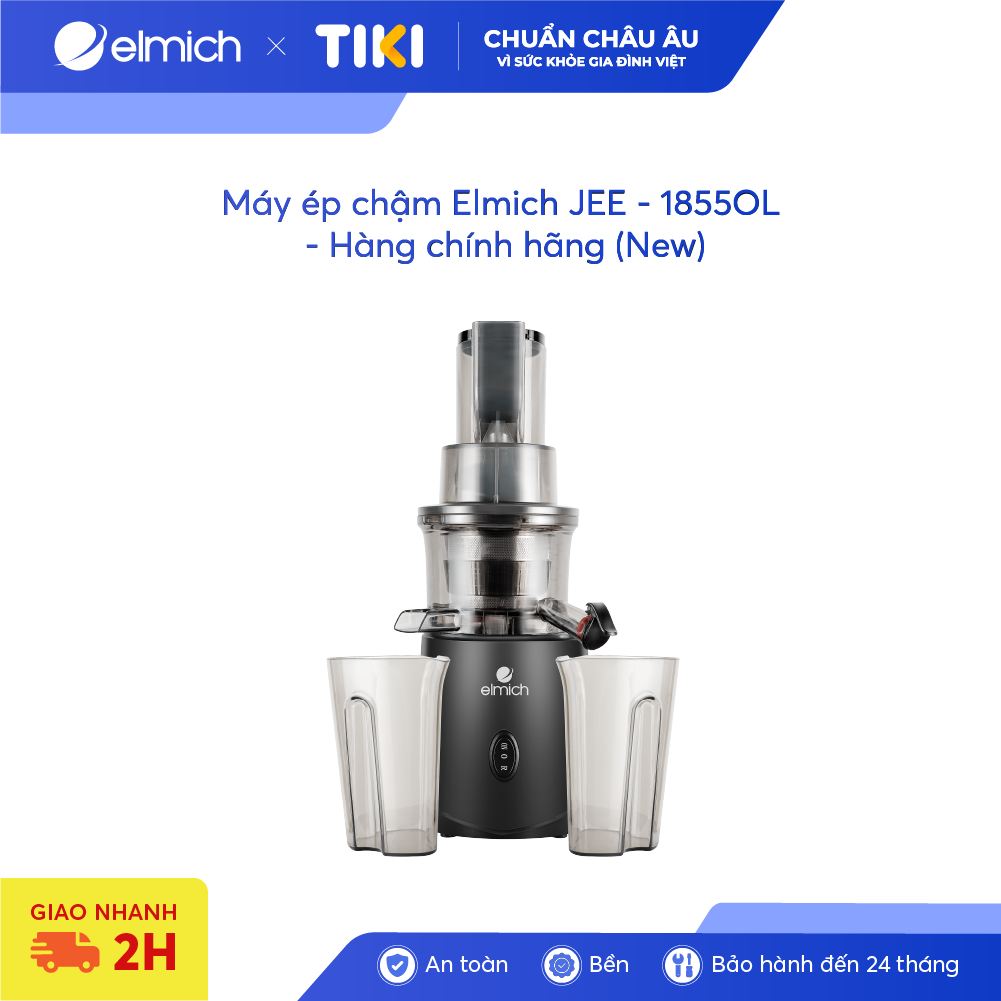 Máy ép chậm Elmich JEE – 1855OL, công suất 240W, ống tiếp nguyên liệu rộng 83mm, độ ồn cực thấp 55 dB – Hàng chính hãng New