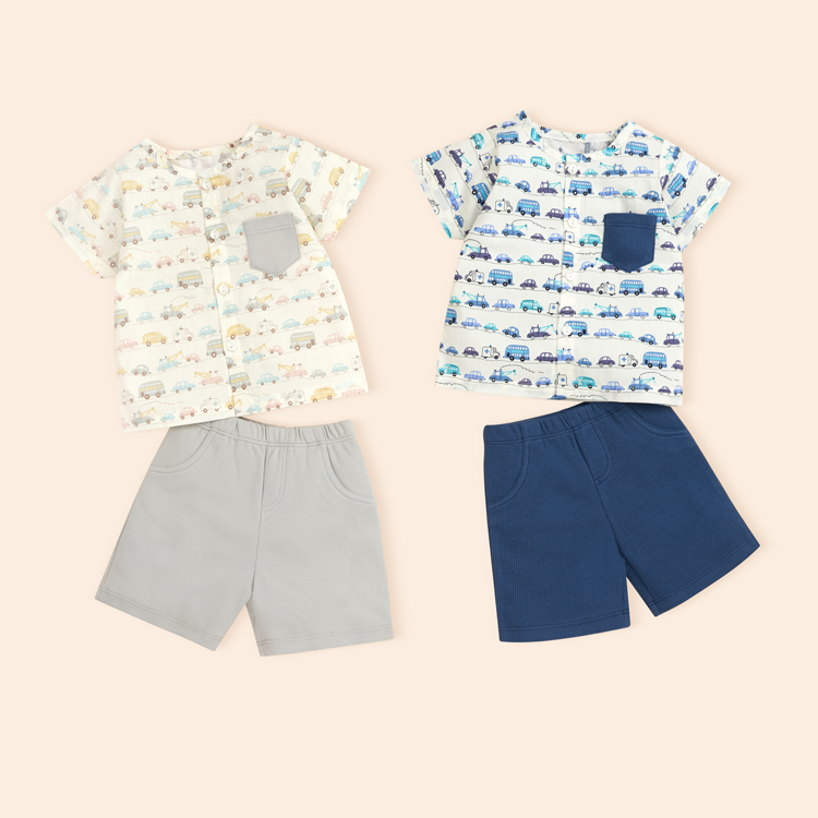 Bộ Quần Áo Cộc Tay Bé Trai Cài Giữa LULLABY NHT09-19