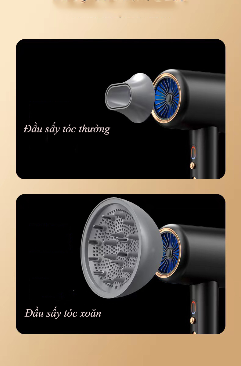Máy Sấy Tóc Cao Cấp Bổ Sung Ion Dưỡng Ẩm Làm Mềm Mượt Tóc, Kiểu Dáng Sang Trọng Tinh Tế, Công Suất Lớn Phù Hợp Dùng Tại Nhà và Cho Hair Salon, Động Cơ Êm Ái, Chống Ồn – HÀNG CHÍNH HÃNG
