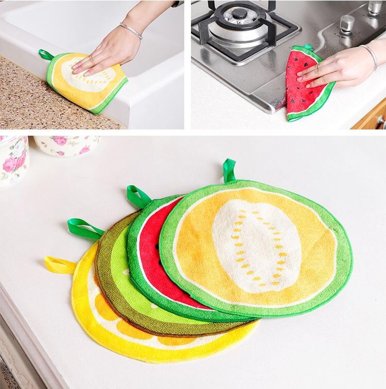 Khăn lau đa năng siêu thấm họa tiết trái cây hình tròn 20cm
