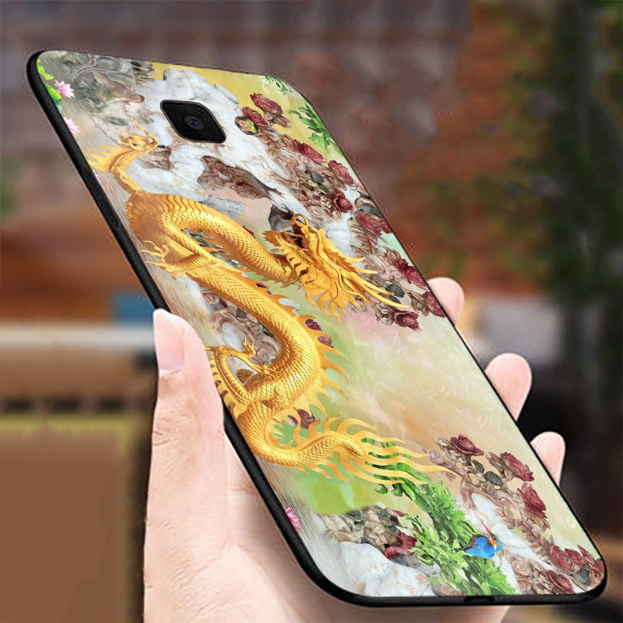 Ốp kính cường lực cho điện thoại Samsung Galaxy A7 2018/A750 - A10/M10 - A50 - A70 - long phượng MS TRANH 006